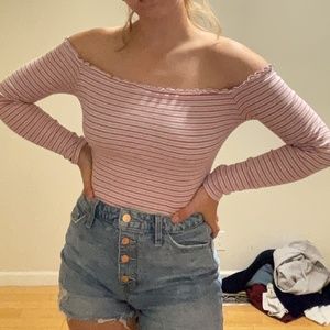 lettuce trim long sleeve striped pink and purple